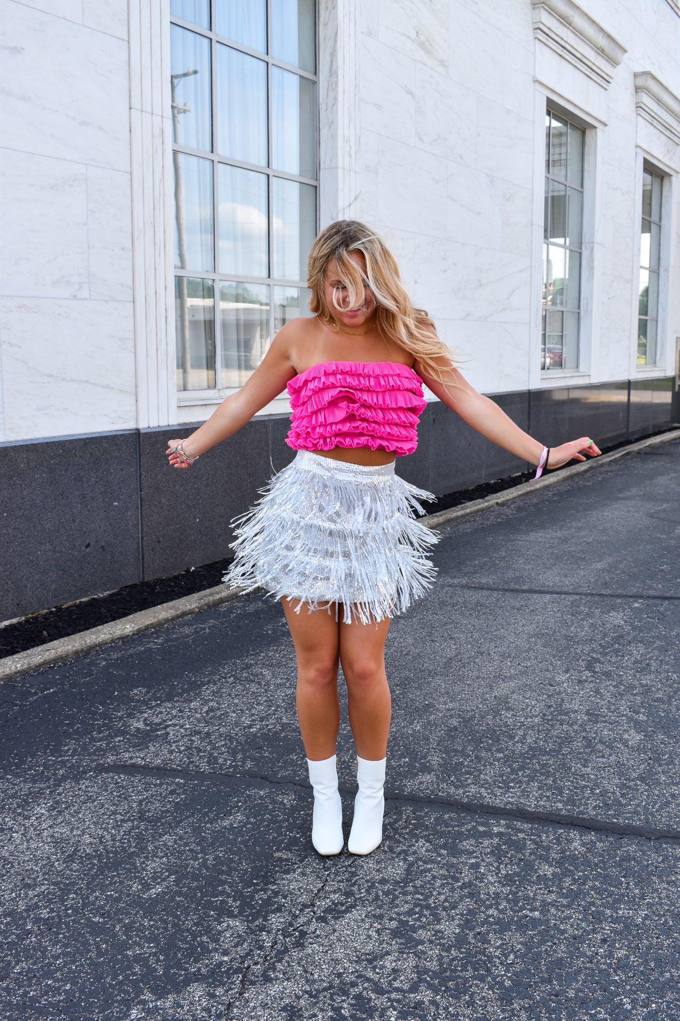 Sequin Tiered Mini Skirt