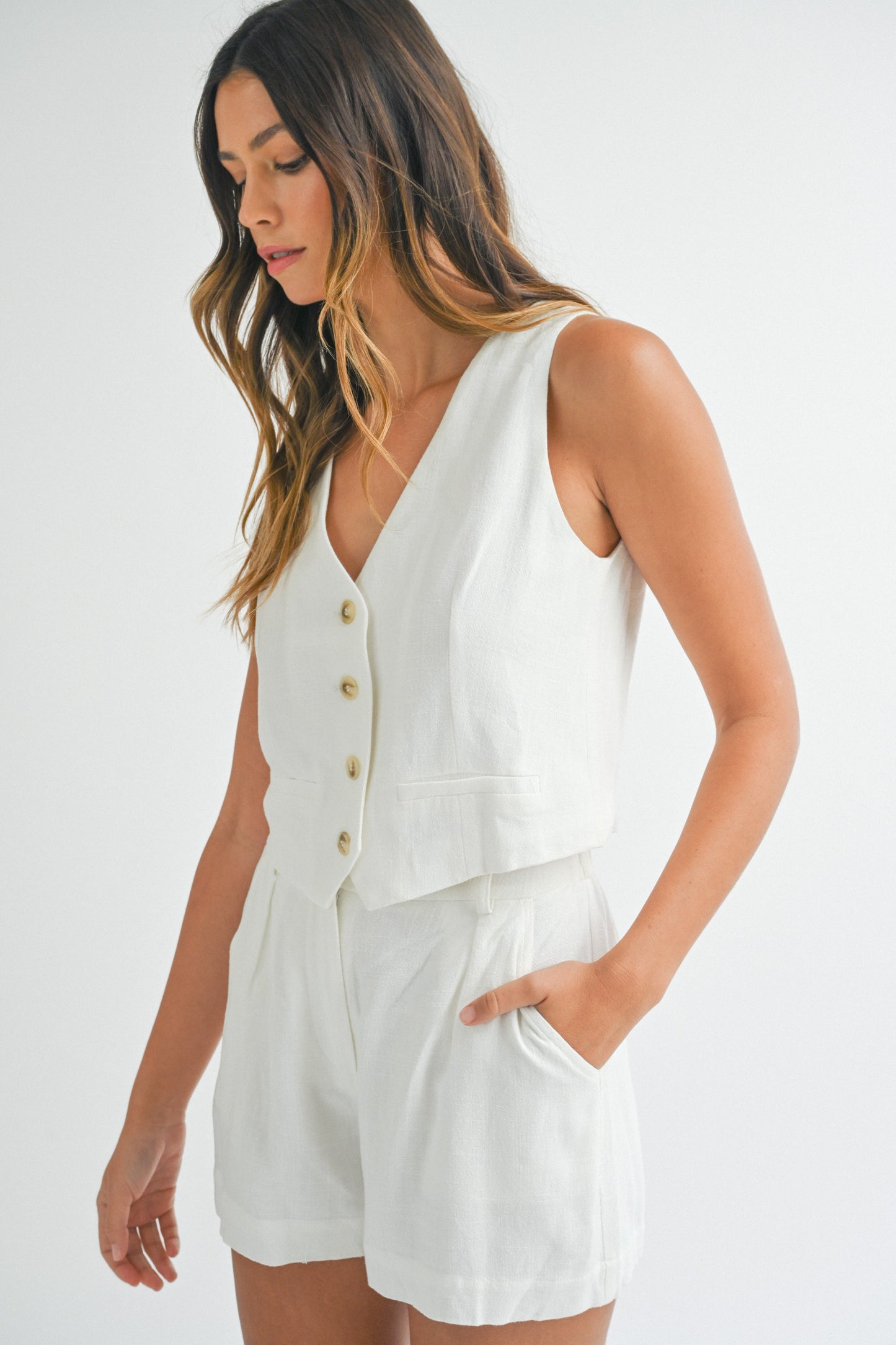 Linen Vest & Short Set